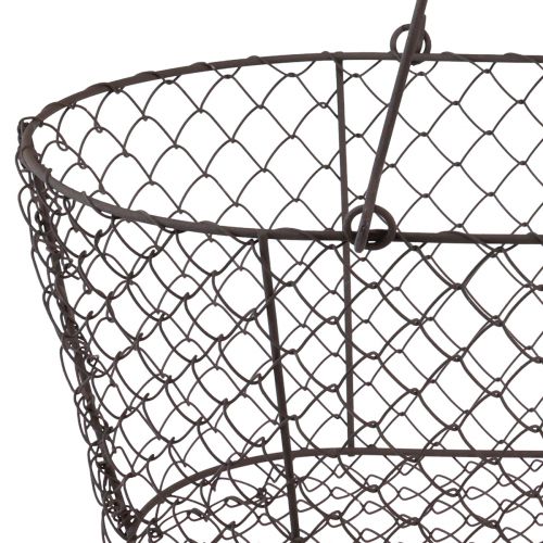 Floristik24 Corbeille grillagée corbeille métal corbeille rouille manche bois L30cm