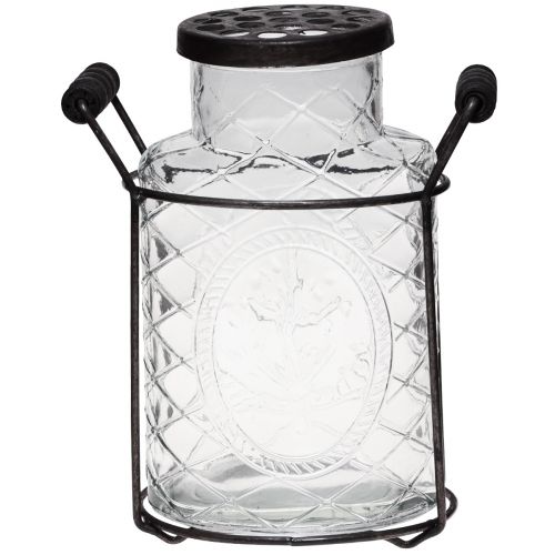 Floristik24 Vase en verre avec couvercle, flacon auxiliaire enfichable 16,5×8,5×18,5cm