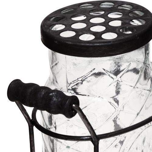 Article Vase en verre avec couvercle, porte-bouteille 16,5×8,5×18,5cm