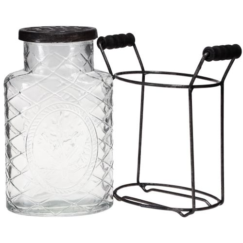 Article Vase en verre avec couvercle, porte-bouteille 16,5×8,5×18,5cm