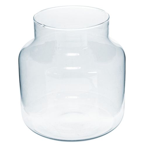 Floristik24 Vase en Verre Vase Fleur Rond Grand Verre 100% Recyclé H20 Ø17cm