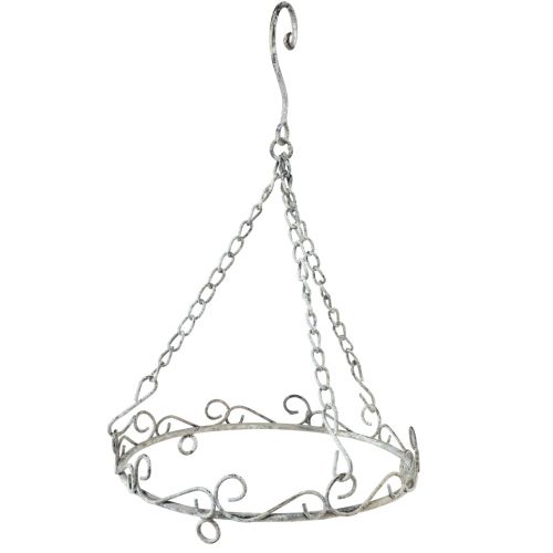 Décoration à suspendre décoration métal gris blanc vintage Ø20cm H30cm