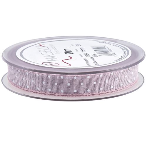 Article Ruban cadeau ruban décoratif rose à pois 15mm 20m