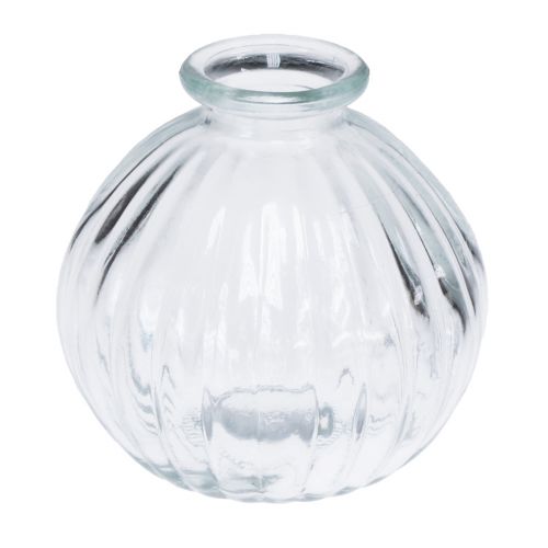 Floristik24 Petit vase en verre vase boule vase clair rainures Ø8,5cm H8cm
