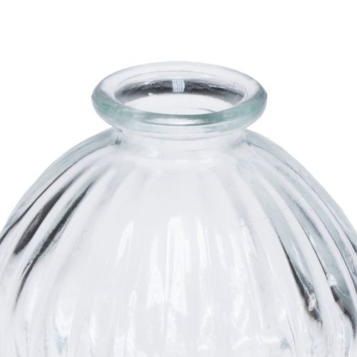 Floristik24 Petit vase en verre vase boule vase clair rainures Ø8,5cm H8cm