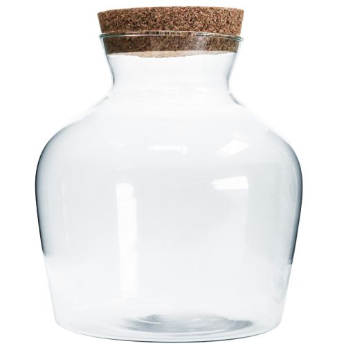 Floristik24 Verre déco avec bouchon Vase déco avec couvercle H25cm Ø24cm