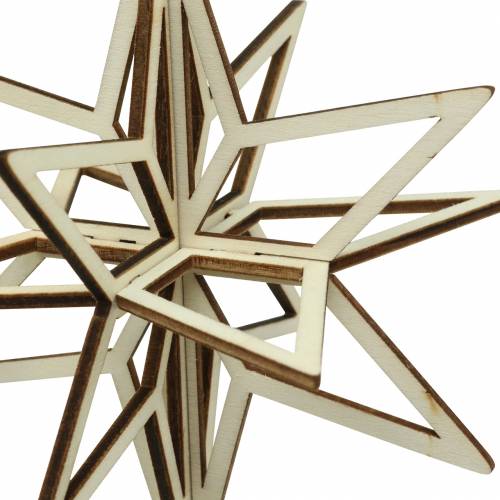 Floristik24 Etoile 3D bois à suspendre 13,5cm 6pcs