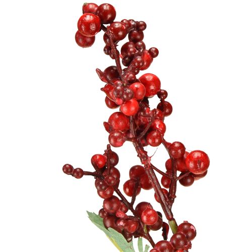 Article Branche de baies artificielles rouge, décoration de Noël, 74 cm
