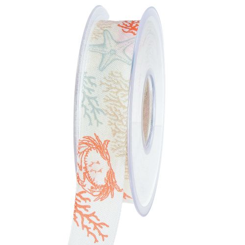 Floristik24 Ruban décoratif ruban cadeau maritime corail 25mm 18m