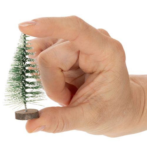 Mini sapins de Noël artificiels enneigés, 6 cm, lot de 12, pour décorer votre table pendant les fêtes. | Floristik24.be