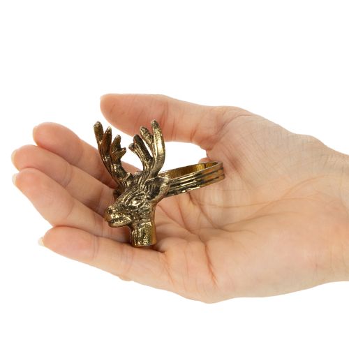 Rond de serviette en métal doré à motif tête de cerf, 6 cm, lot de 4 | Floristik24.be