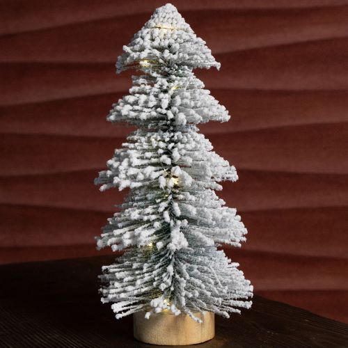 Article Mini sapin de Noël illuminé LED sapin avec neige 28cm