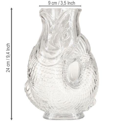 Article Vase en verre en forme de poisson décoratif pour une décoration harmonieuse, 24,5 cm