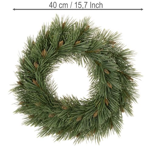 Couronne artificielle de branches de pin avec petites pommes de pin, 40 cm | Floristik24.be
