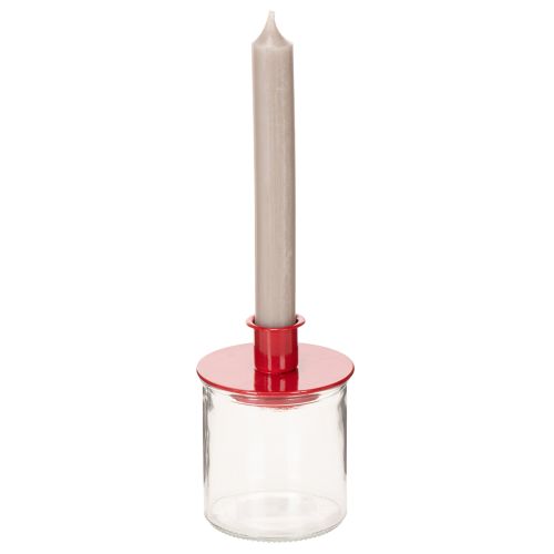 Petits bougeoirs rouges pour bougies coniques de 8 cm, lot de 3 | Floristik24.be