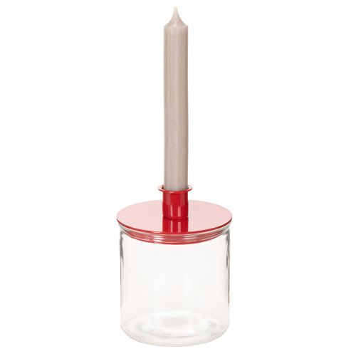 Bougeoirs compacts en métal rouge pour bougies coniques de 10 cm, lot de 2 | Floristik24.be