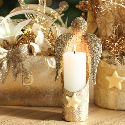Bougeoir figurine d'ange doré décoration festive 27 cm | Floristik24.be