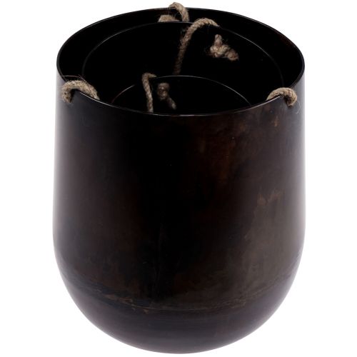 Floristik24 Panier suspendu pot de fleur en métal à suspendre marron 22/20/16,5cm lot de 3