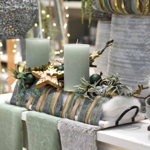Floristik24 Plateau à décorer, plateau à plantes avec anses, plateau à bougies en bois blanchi à la chaux L50cm