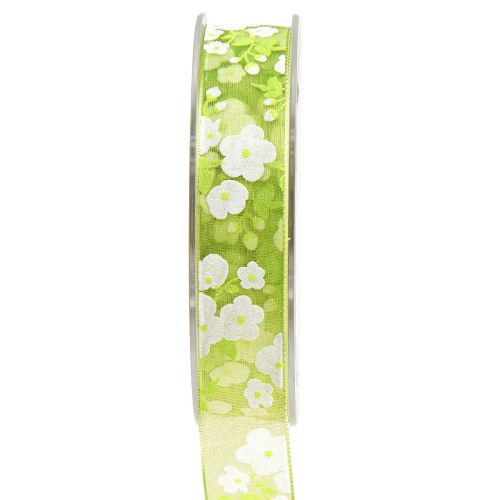 Article Ruban de printemps avec fleurs ruban cadeau vert 20mm 20m