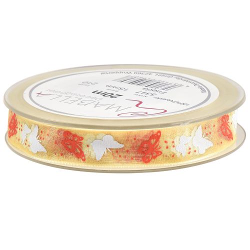 Article Ruban organza ruban papillon jaune 15mm 20m