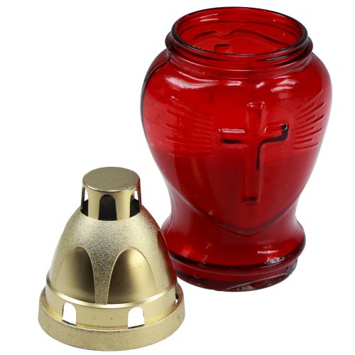 Floristik24 Lampe funéraire en verre coeur rouge lampe commémorative L8cm H16,5cm 6 pcs