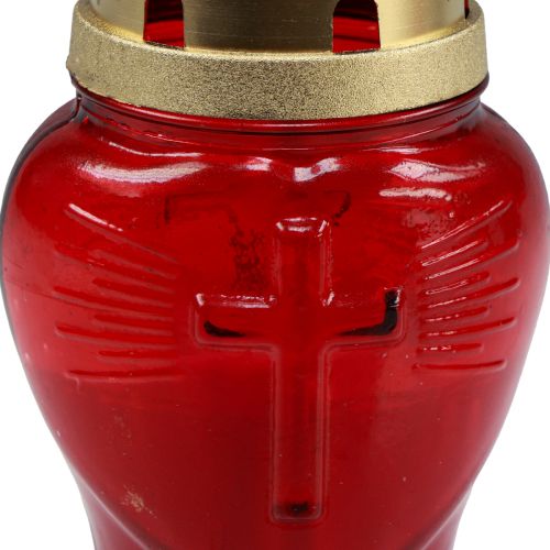 Floristik24 Lampe funéraire en verre coeur rouge lampe commémorative L8cm H16,5cm 6 pcs