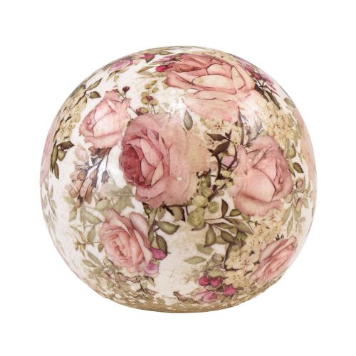 Floristik24 Boule en céramique avec roses faïence décorative en céramique Ø9,5cm