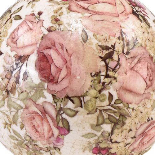 Floristik24 Boule en céramique motif rose faïence décorative en céramique 12cm