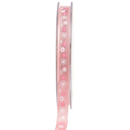 Ruban cadeau fleurs ruban décoratif ruban rose 10mm 15m