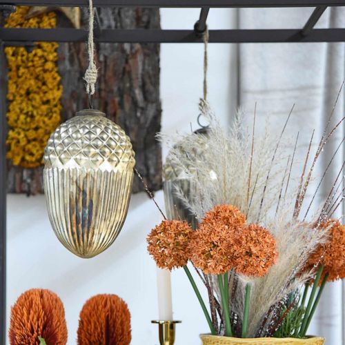 Floristik24 Décoration d&#39;automne, gland décoratif en verre véritable, Avent, aspect antique Ø12cm H21cm