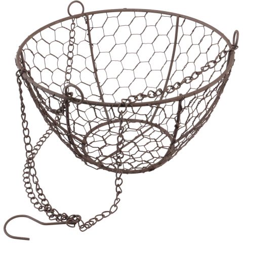 Article Corbeille en fil à suspendre panier suspendu métal aspect rouille Ø21cm