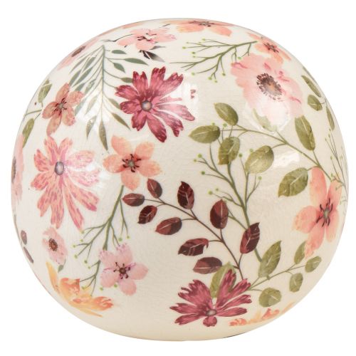 Floristik24 Boule en céramique avec fleurs faïence décorative en céramique 12cm