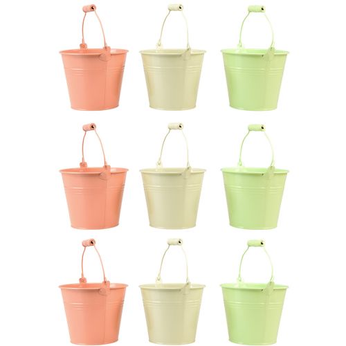 Floristik24 Seau avec anse jardinière métal pastel Ø10cm H8cm 10 pcs