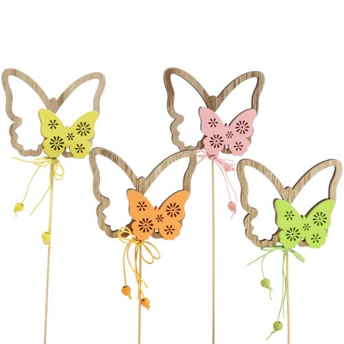 Floristik24 Bouchon fleur papillon bouchon décoratif bois 8.5x7cm 12 pièces