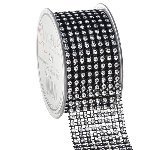 Article Ruban décoratif avec strass ruban strass noir 40mm 2m