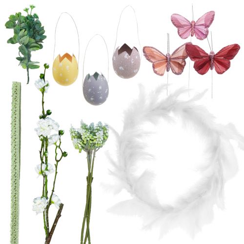 Floristik24 Coffret DIY couronne de plumes décoration de Pâques couronne de porte Pâques Ø25cm