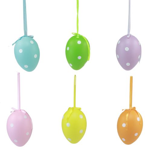 Floristik24 Oeufs de Pâques suspendus oeufs en plastique à pois 8x11,5cm 6pcs