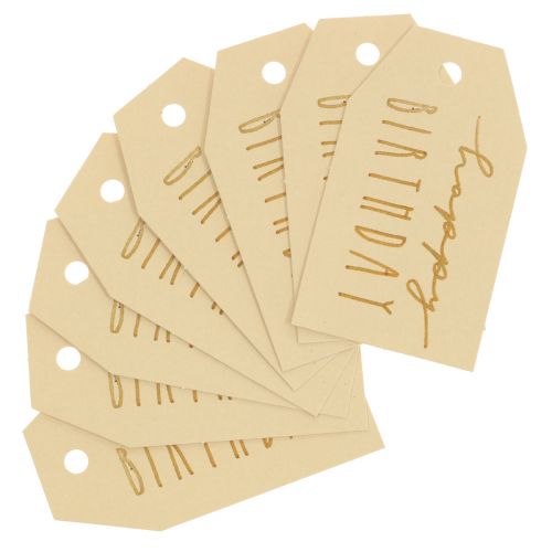 Floristik24 Étiquette cadeau papier imprimé Happy Birthday 4×7cm 24pcs