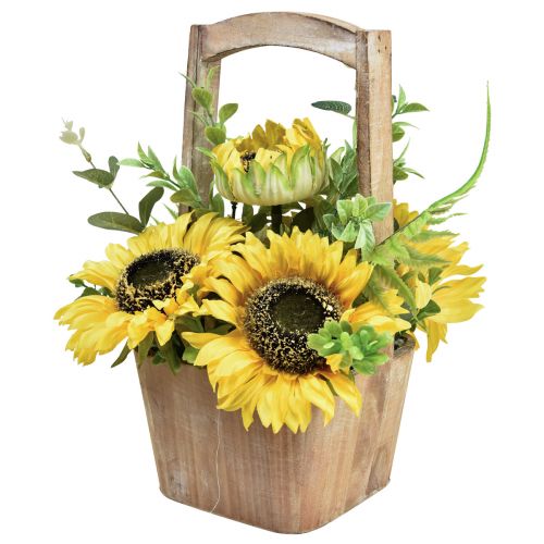 TIGE FLEURS DE TOURNESOL ET FEUILLES 88CM JAUNE