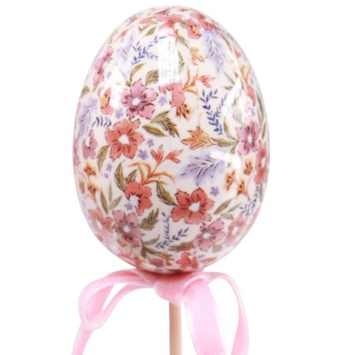 Floristik24 Bouchon à fleurs Oeufs de Pâques sur bâton avec motifs 4×5,5cm 6 pcs