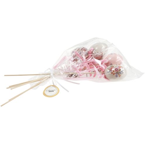 Floristik24 Bouchon à fleurs Oeufs de Pâques sur bâton avec motifs 4×5,5cm 6 pcs