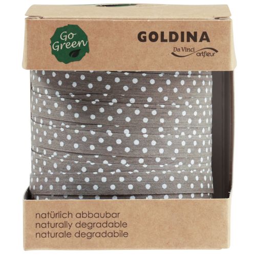Article Ruban cadeau ruban de coton à pois marron 10mm 100m