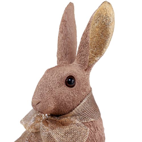 Article Décoration de lapin de Pâques lapin avec nœud décoration de Pâques marron 25cm