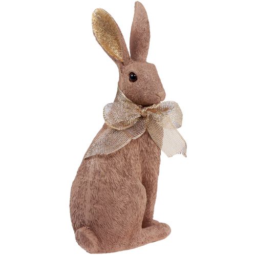 Article Décoration de lapin de Pâques lapin avec nœud décoration de Pâques marron 25cm
