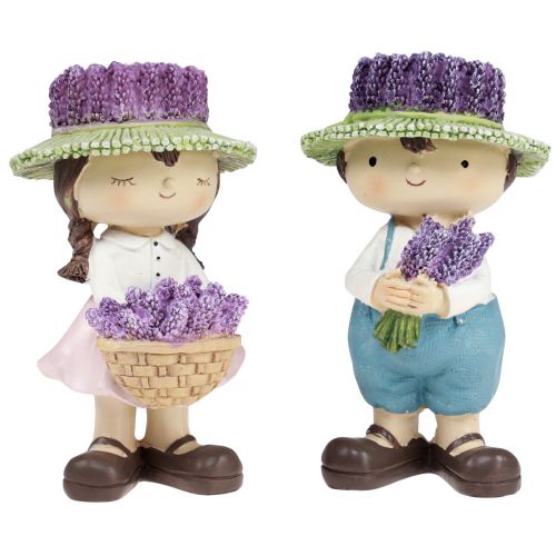 Figurines décoratives décoration lavande fille garçon Ø8,5cm 14,5cm 2pcs