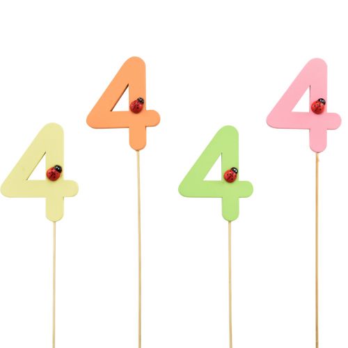 Article Bouchons numérotés anniversaire 4 bouchons fleurs bois 27,5cm 16 pcs