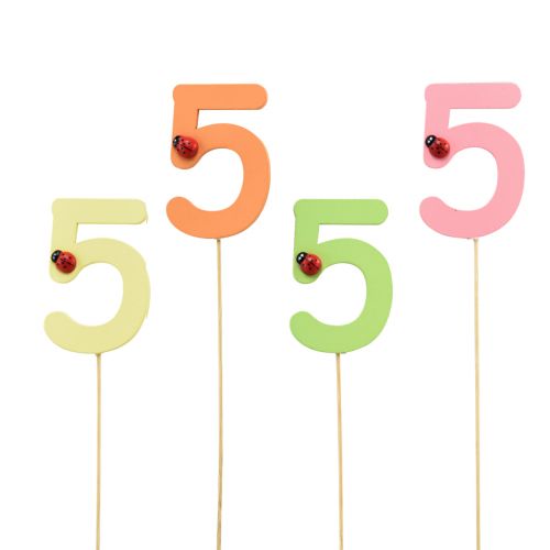Floristik24 Bouchons numérotés anniversaire 5 bouchons fleurs bois 27,5cm 16 pcs