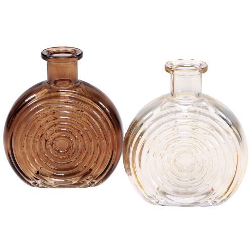 Vases en verre mini vases rétro verre marron beige H13,5cm 2pcs