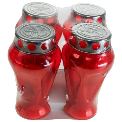 Article Bougies funéraires gouttes rouges lumières de deuil Ø9cm H17cm 4 pcs